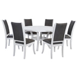 Judd 7-piece 54-inch Round Wood Dining Table Set Pearl White - Home Elegance USA