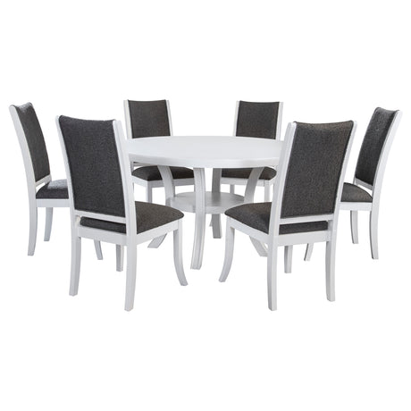 Judd 7-piece 54-inch Round Wood Dining Table Set Pearl White - Home Elegance USA