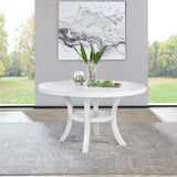 Judd 54-inch Round Dining Wood Table with Shelf Pearl White - Home Elegance USA