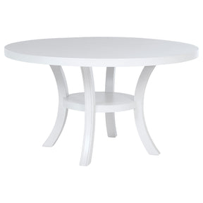 Judd 54-inch Round Dining Wood Table with Shelf Pearl White - Home Elegance USA