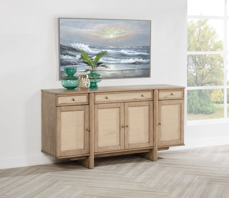 Kailani 4-door Cane Sideboard Buffet Cabinet Beige Oak - Home Elegance USA