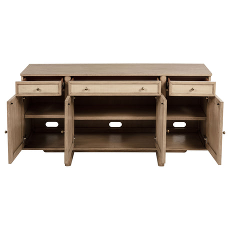 Kailani 4-door Cane Sideboard Buffet Cabinet Beige Oak - Home Elegance USA