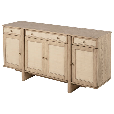 Kailani 4-door Cane Sideboard Buffet Cabinet Beige Oak - Home Elegance USA