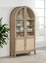 Kailani 4-Door Cane Dining Vitrine Display Cabinet Beige Oak - Home Elegance USA