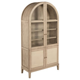 Kailani 4-Door Cane Dining Vitrine Display Cabinet Beige Oak - Home Elegance USA
