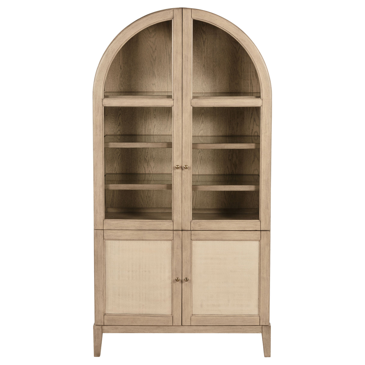 Kailani 4-Door Cane Dining Vitrine Display Cabinet Beige Oak - Home Elegance USA
