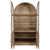Kailani 4-Door Cane Dining Vitrine Display Cabinet Beige Oak - Home Elegance USA