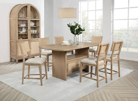 Kailani 4-Door Cane Dining Vitrine Display Cabinet Beige Oak - Home Elegance USA