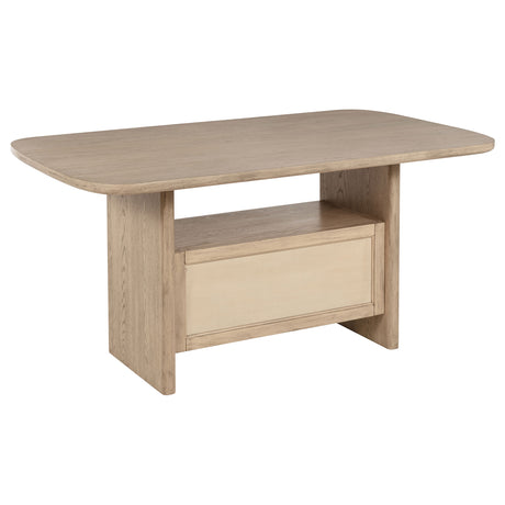 Kailani 8-piece Counter Dining Set with Cabinet Beige Oak - Home Elegance USA