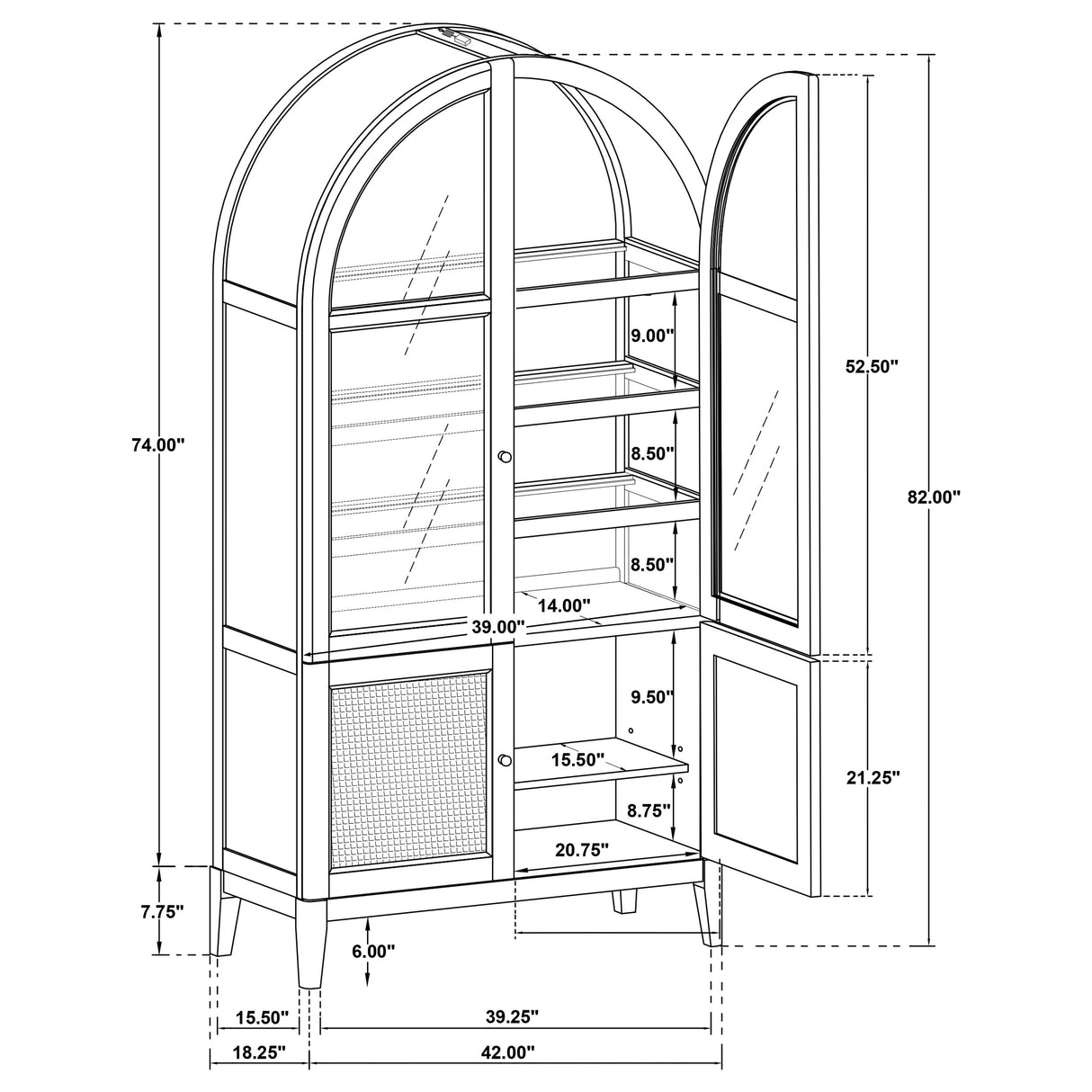 Kailani 8-piece Counter Dining Set with Cabinet Beige Oak - Home Elegance USA