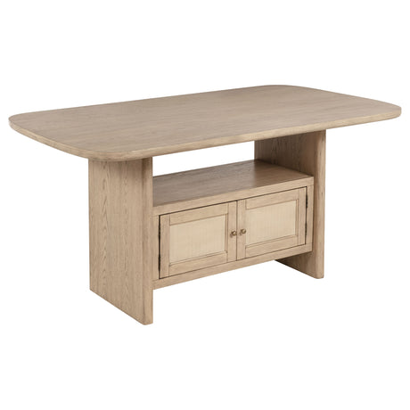 Kailani Cane Counter Height Storage Dining Table Beige Oak - Home Elegance USA