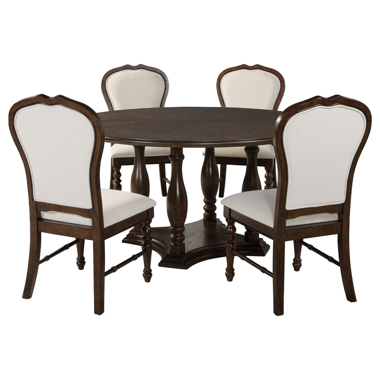 Landon 5-piece 60-inch Round Dining Table Set Rich Brown - Home Elegance USA
