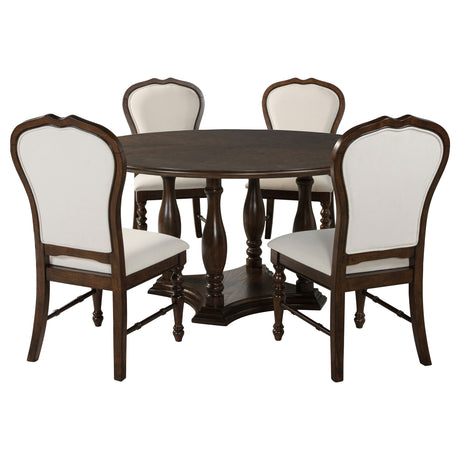 Landon 5-piece 60-inch Round Dining Table Set Rich Brown - Home Elegance USA