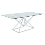 Beaufort Rectangle Glass Top Dining Table Chrome | Coaster | Home Elegance USA