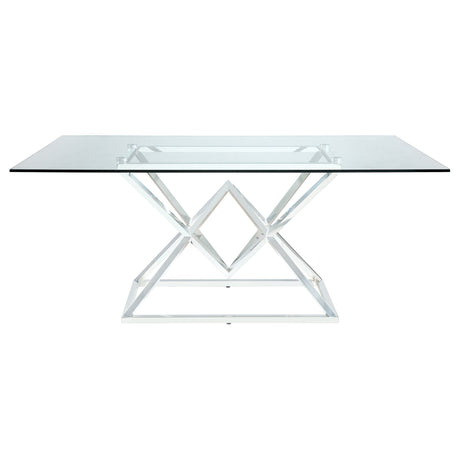 Dining Table - Beaufort Rectangle Glass Top Dining Table Chrome