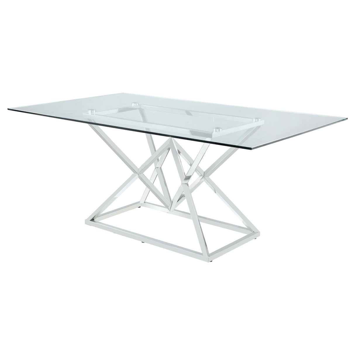 Beaufort Rectangle Glass Top Dining Table Chrome | Coaster | Home Elegance USA