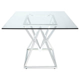 Beaufort Rectangle Glass Top Dining Table Chrome | Coaster | Home Elegance USA