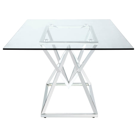 Dining Table - Beaufort Rectangle Glass Top Dining Table Chrome