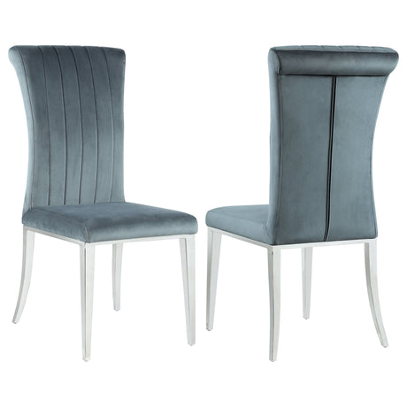 Beaufort Upholstered Curved Back Side Chairs Dark Grey (Set of 2) | Coaster | Home Elegance USA