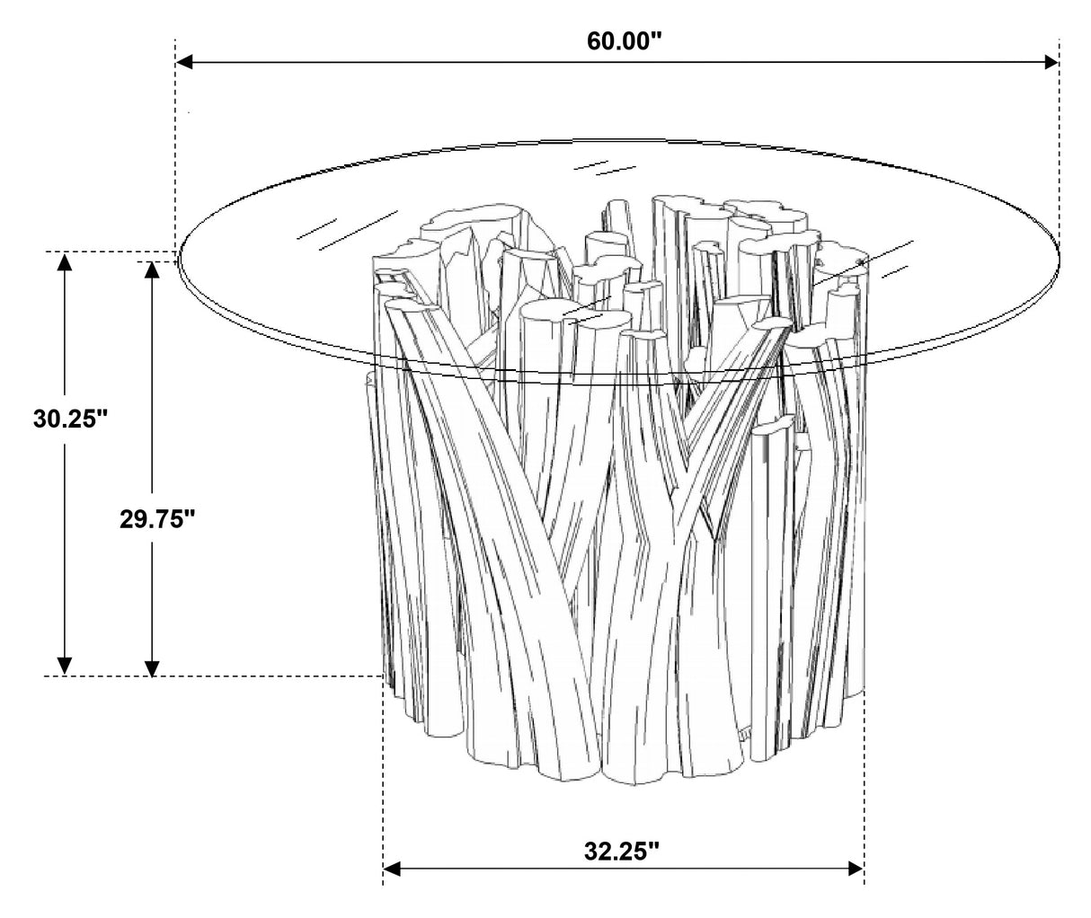 Asbury Round Glass Top Dining Table Clear and Natural Teak | Coaster - 109511BG - Home Elegance USA - 3