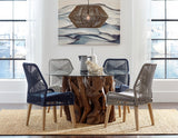 Asbury Round Dining Table Base Natural Teak Light Brown - Home Elegance USA