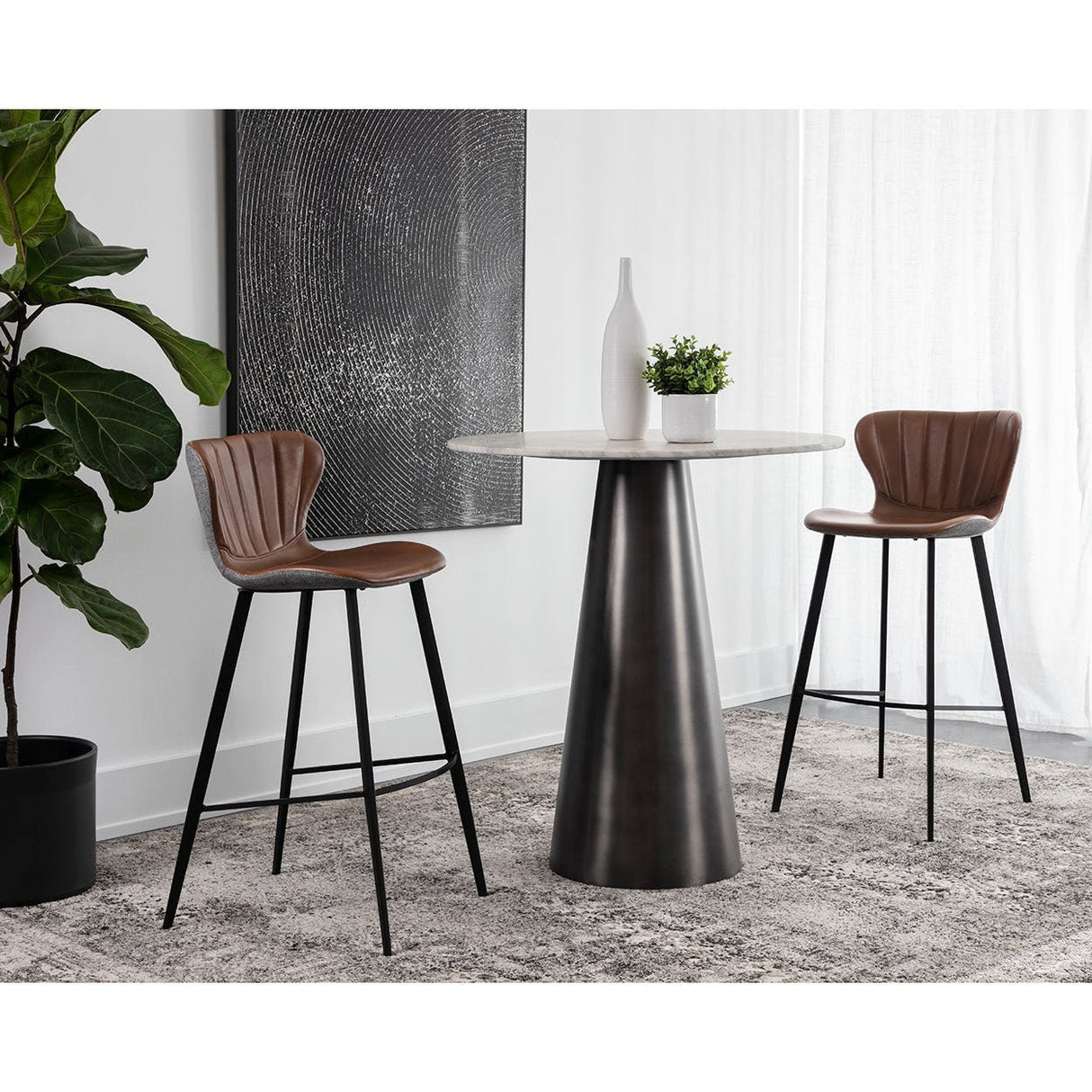 Arabella Stool - Bravo Cognac / November Grey | Sunpan | Home Elegance USA