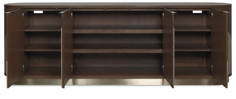 Commerce And Market Roll With It Four-Door Credenza - Dark Brown / Gray by Hooker Furniture - View 9