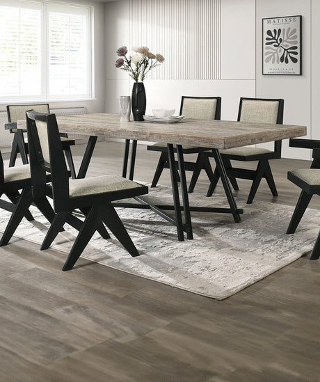 Contemporary 7pc Black Dining Set Rubber wood Dining Table w 2x Arm Chairs And 4x Side Chairs - sold by Home Elegance USA