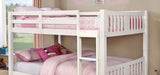 White Finish Full Over Full Bunk Bed Transitional Style Attached Ladder Upper Bed Rails Trundle-Not Included - sold by Home Elegance USA