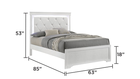 Blaze Upholstered Modern Style 4 Pc Queen Bedroom Set with LED Headboard Made with Wood in White(NJ INVENTORY) - sold by Home Elegance USA