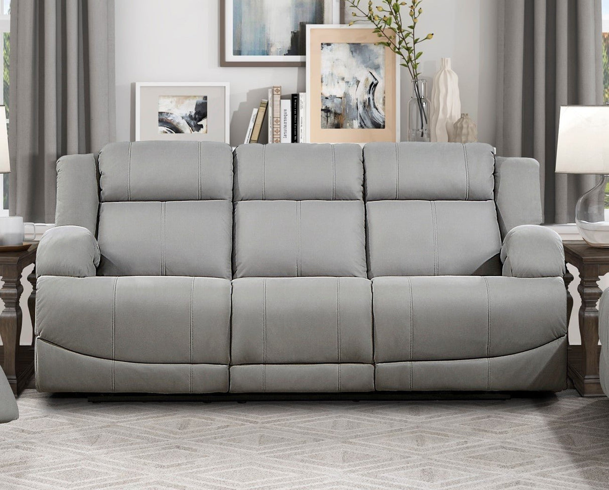 Attractive Gray Color Microfiber Upholstered 1pc Double Reclining Sofa Transitional Living Room Furniture - B01156443 - Home Elegance USA - 2