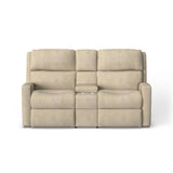 Catalina Transitional Fabric Power Reclining Loveseat With Console | Flexsteel