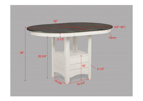 5Pc Counter Height Dining Set Finish Light Gray Upholstery Fabric Wooden Dining Room Furniture Chalk Gray - sold by Home Elegance USA
