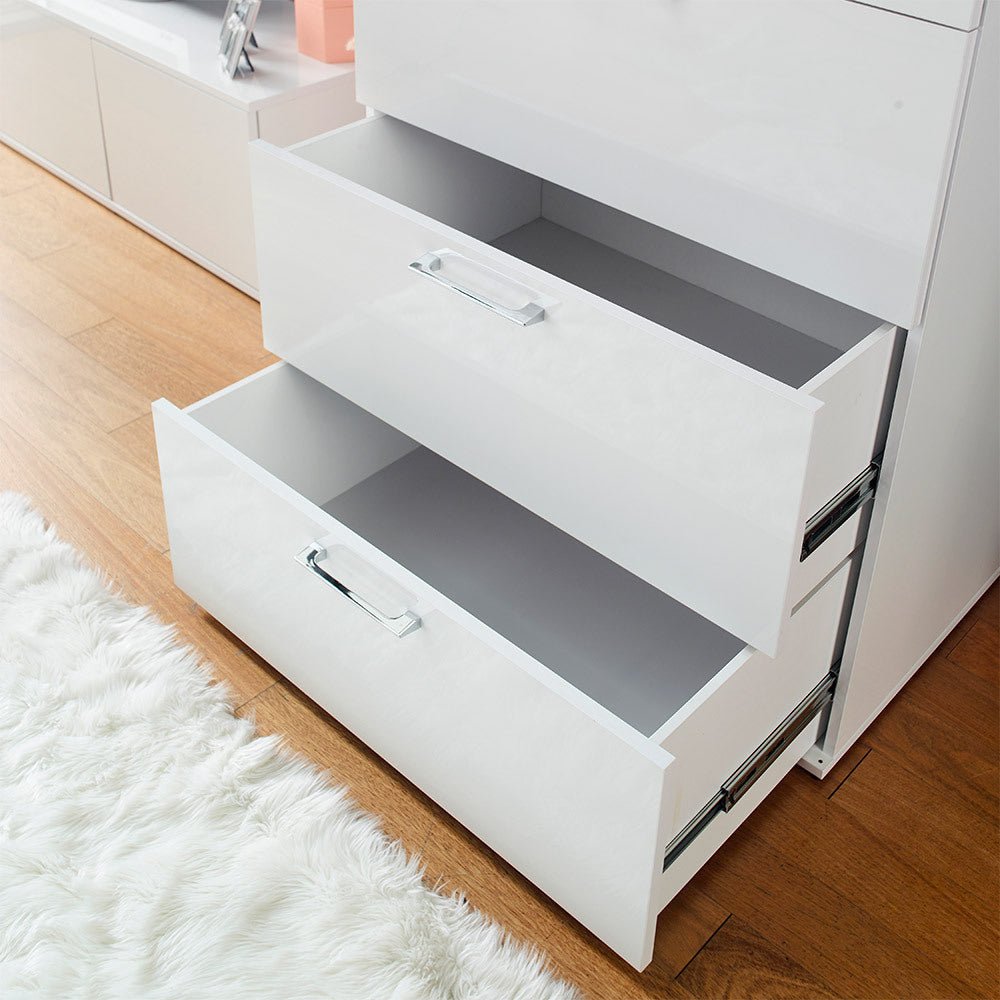 Bliss Glossy Four - Drawer Jumbo Chest in White - B040S00004 - Home Elegance USA - 3