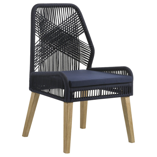 Side Chair - Nakia Woven Rope Dining Chairs Dark Navy (Set of 2)