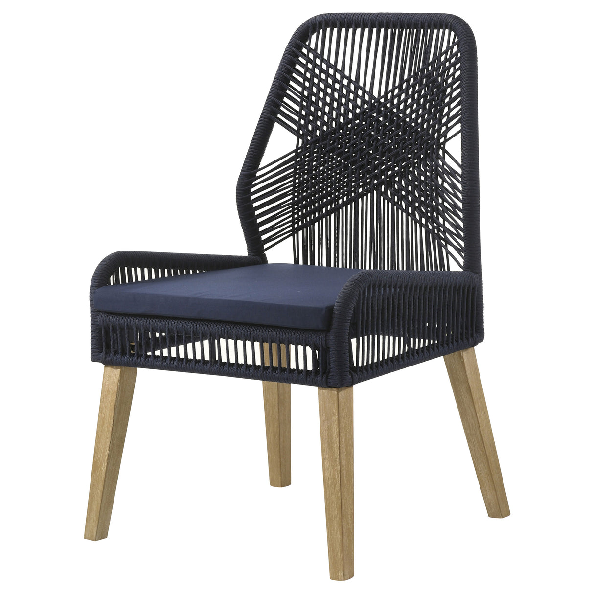 Side Chair - Nakia Woven Rope Dining Chairs Dark Navy (Set of 2)