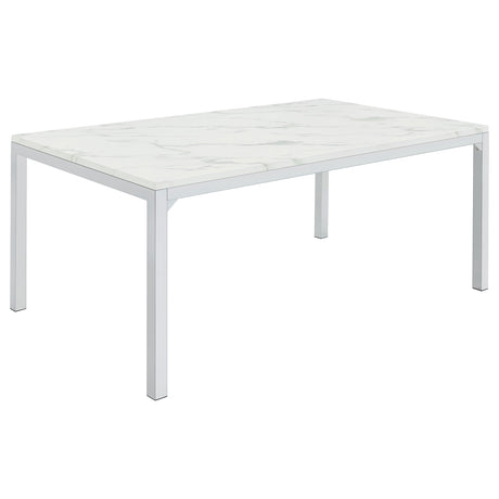 Dining Table - Athena Rectangle Dining Table with Marble Top Chrome