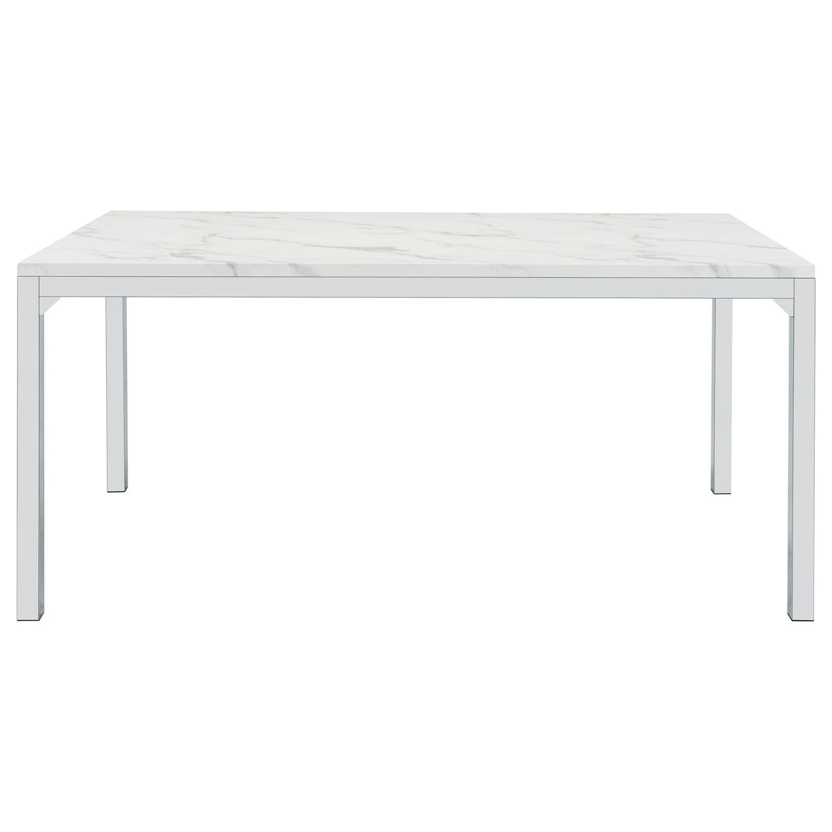 Athena Rectangle Dining Table with Marble Top Chrome | Coaster | Home Elegance USA