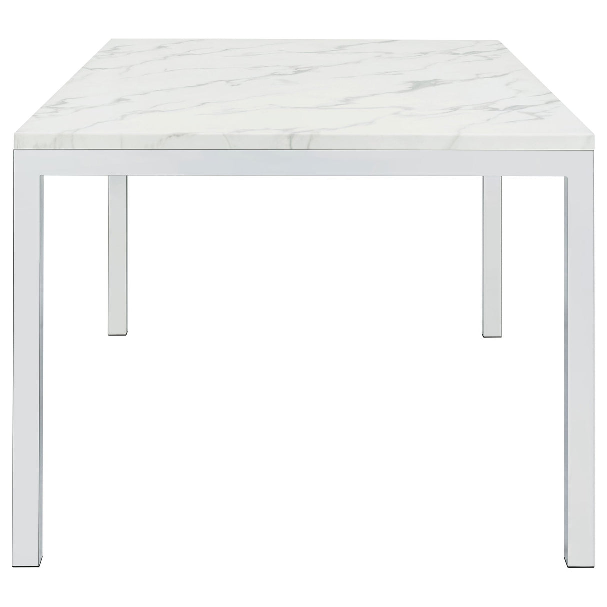 Athena Rectangle Dining Table with Marble Top Chrome | Coaster | Home Elegance USA