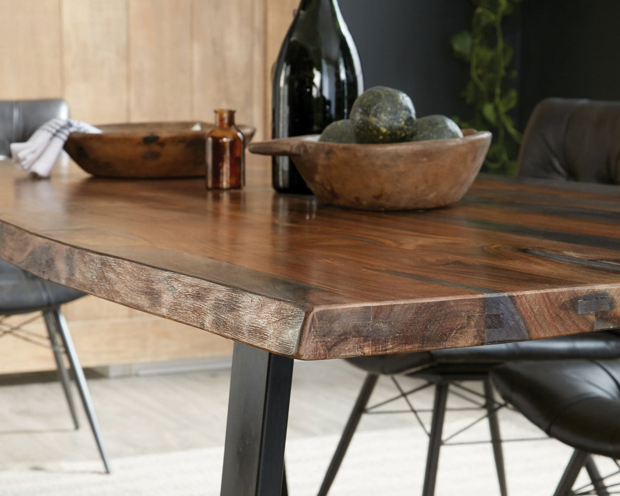 Ditman Live Edge Dining Table Grey Sheesham and Black | Coaster | Home Elegance USA