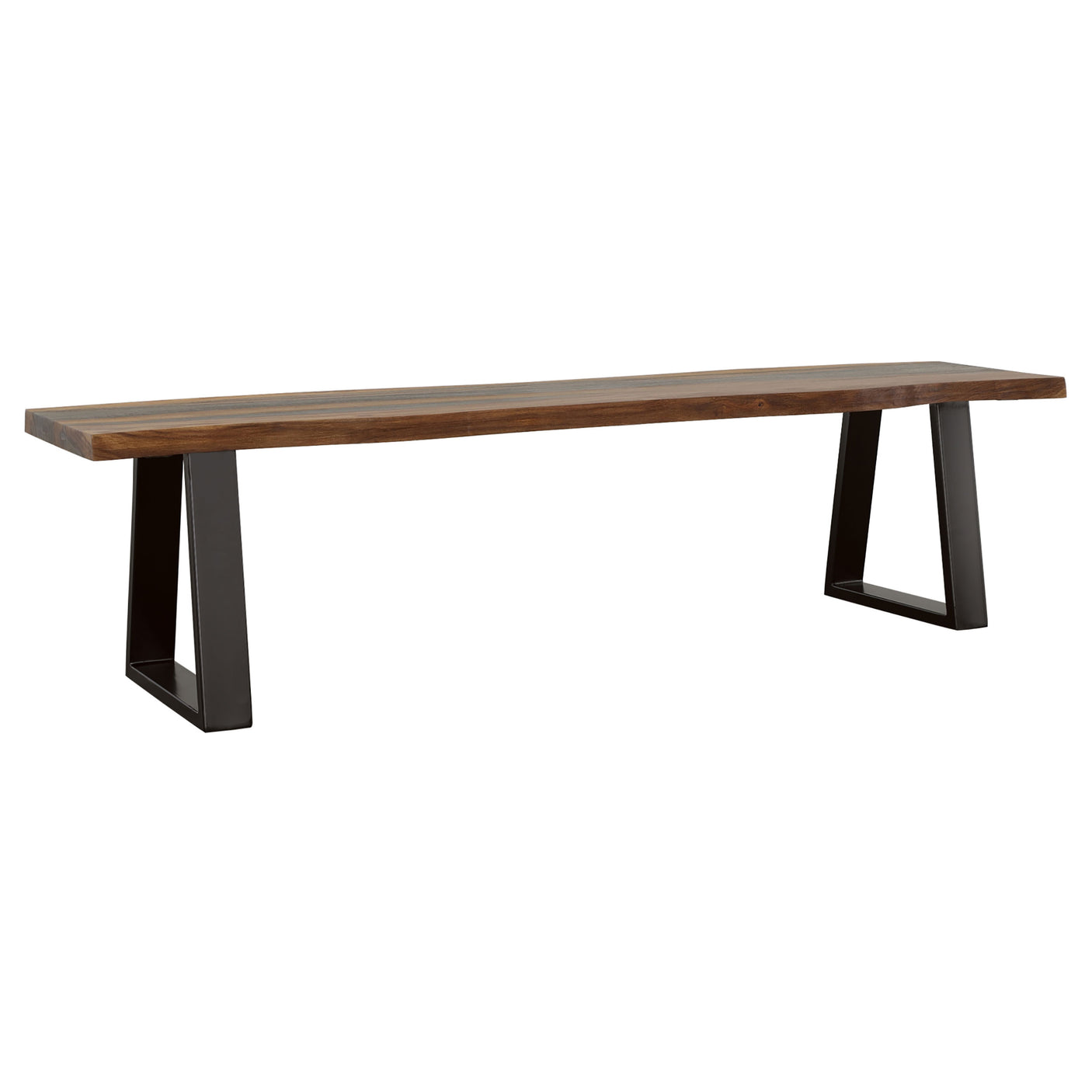 Bench - Ditman Live Edge Dining Bench Grey Sheesham and Black