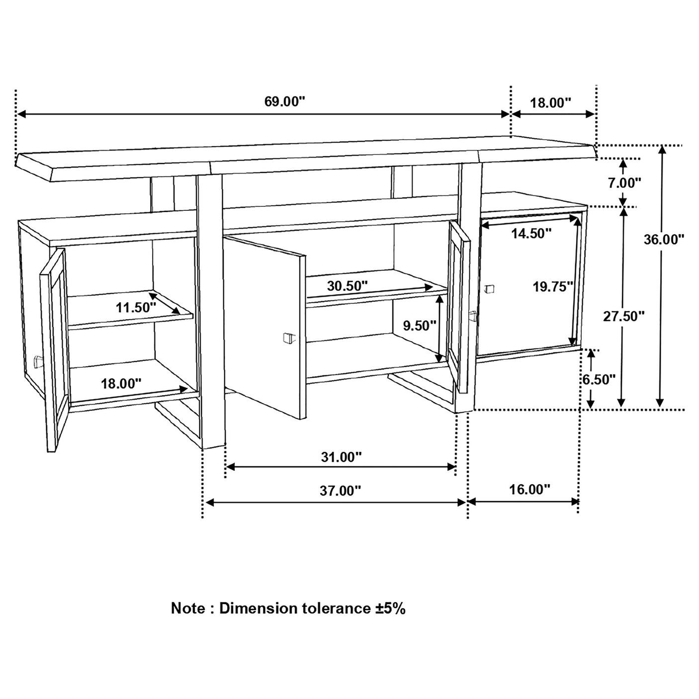 Sideboard - Ditman Server Grey and Black