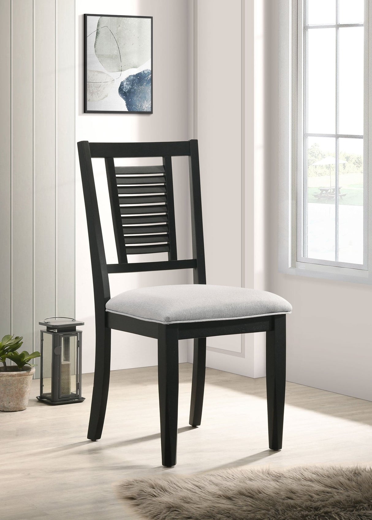 Appleton Ladder Back Dining Side Chair Black Washed and Light Grey (Set of 2) | Coaster | Home Elegance USA