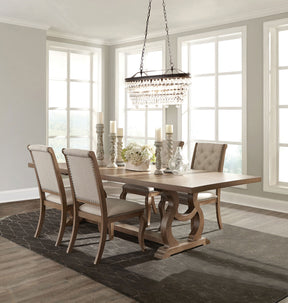 Brockway 5-piece Extension Leaf Dining Set Barley Brown - Home Elegance USA