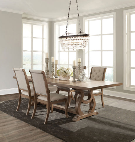 Brockway 5-piece Extension Leaf Dining Set Barley Brown - Home Elegance USA