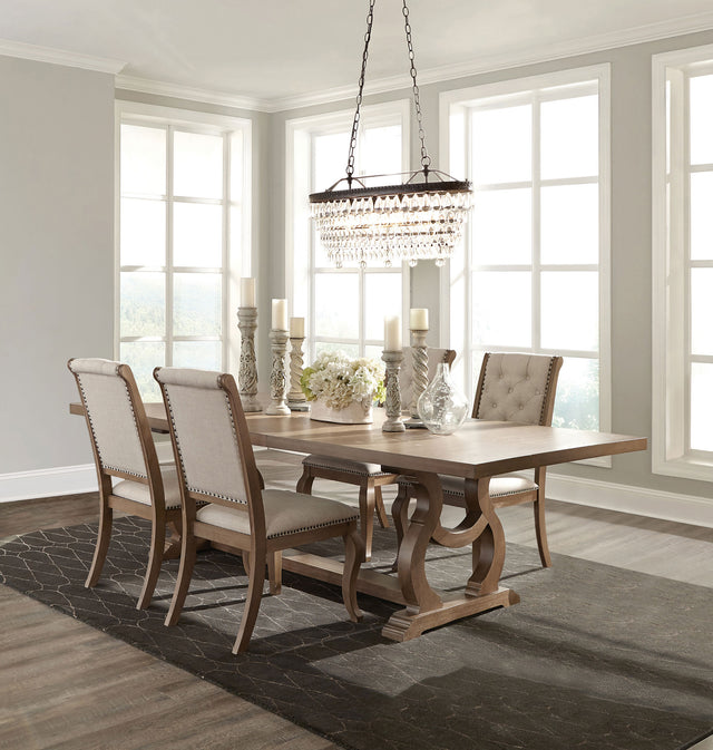 Brockway 5-piece Extension Leaf Dining Set Barley Brown - Home Elegance USA