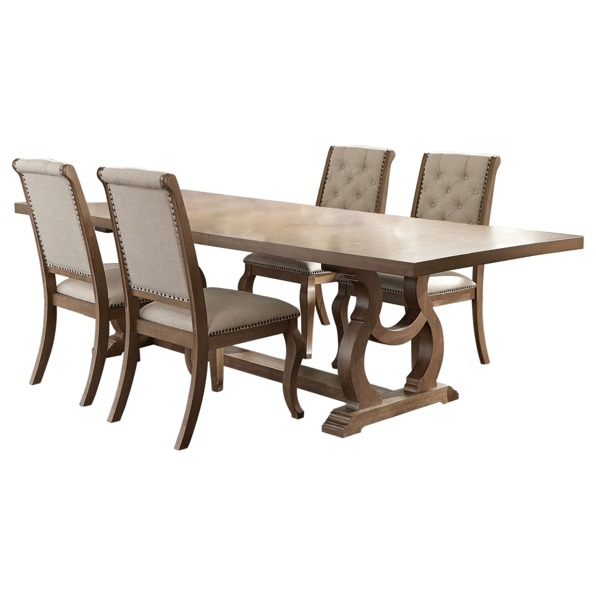 Brockway 5-piece Extension Leaf Dining Set Barley Brown - Home Elegance USA