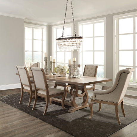 Brockway 7-piece Extension Leaf Dining Set Barley Brown - Home Elegance USA