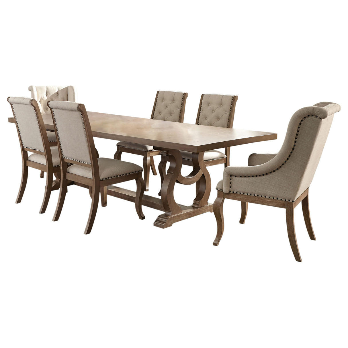 Brockway 7-piece Extension Leaf Dining Set Barley Brown - Home Elegance USA