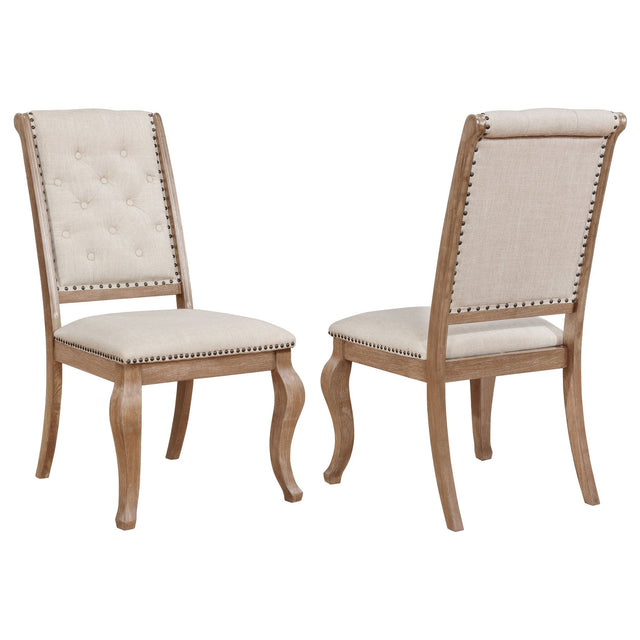 Brockway Tufted Side Chairs Cream and Barley Brown (Set of 2) | Coaster | Home Elegance USA